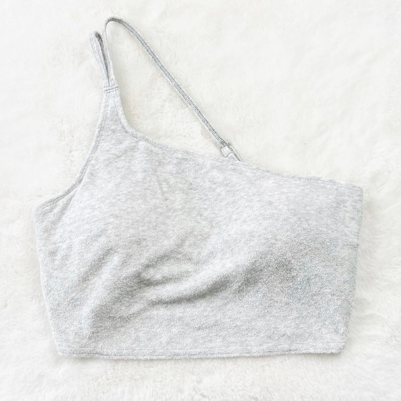 NEW Gilly Hicks Hollister Terry Fleece One Shoulder Bralette in Grey - Picture 3 of 6